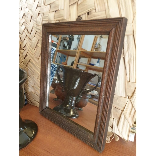 243 - Assorted Vases, Candle Holders, Copper Pots, Dried Flowers, Old Wooden Mirror & 2 x Decorative Wall ... 