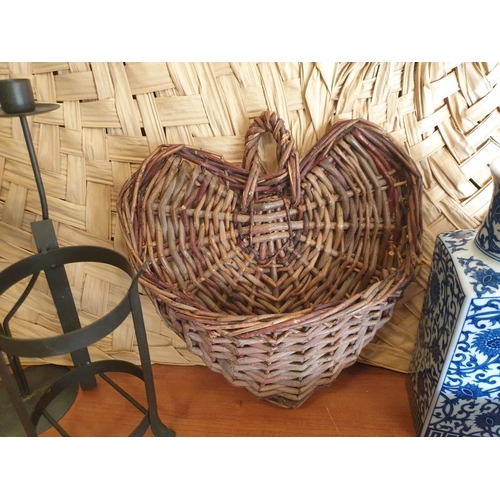 243 - Assorted Vases, Candle Holders, Copper Pots, Dried Flowers, Old Wooden Mirror & 2 x Decorative Wall ... 