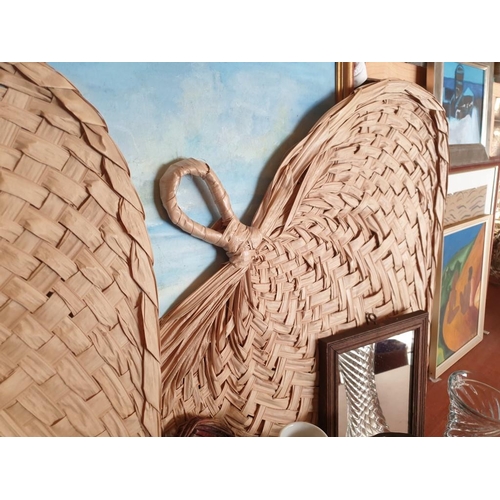 243 - Assorted Vases, Candle Holders, Copper Pots, Dried Flowers, Old Wooden Mirror & 2 x Decorative Wall ... 