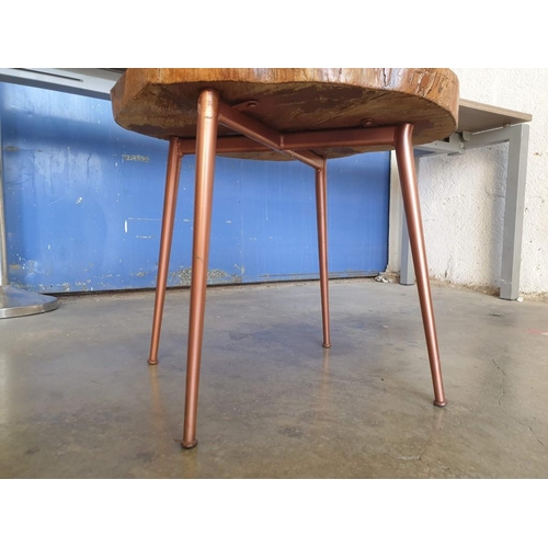 254 - Side Table with Solid Wood Top and Metal Legs Approx H:46.5cm x 49cm x 53cm)
