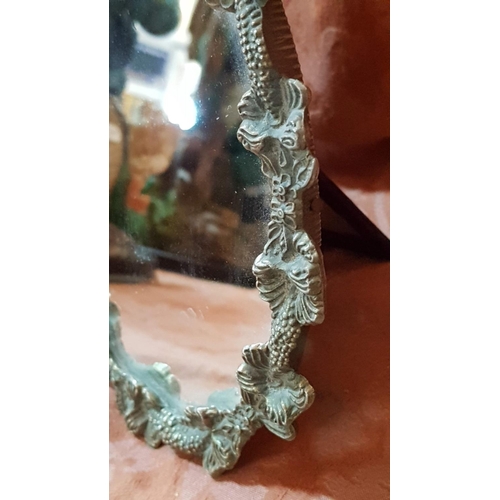 256 - Oval Mirror in Vintage Frame with Metal and Floral Pattern (19.5cm x 15cm)