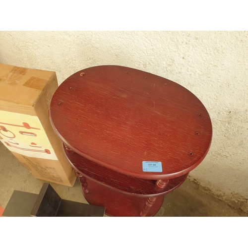 308 - Dark Wood Oval / 3 - Tier Occasional / Side Table, Together with 