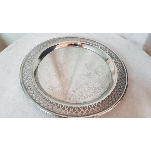 321 - Silver Plated Engraved Tray (Ø34cm)