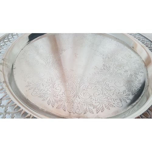 321 - Silver Plated Engraved Tray (Ø34cm)