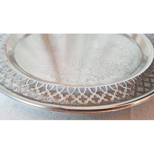321 - Silver Plated Engraved Tray (Ø34cm)