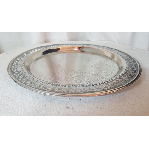321 - Silver Plated Engraved Tray (Ø34cm)