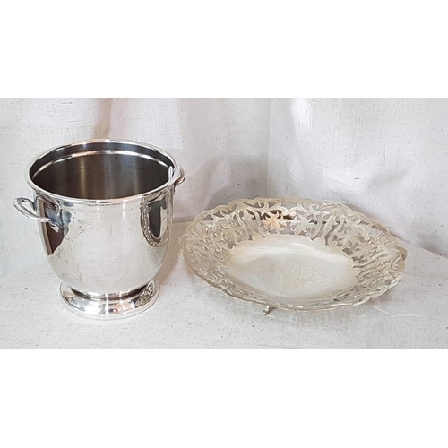 322 - Small Ice Bucket (Olri Italy) Silver Plated (Ø13.5cm x H:13cm) and Small Silver Plated Sweet Dish (Ø... 