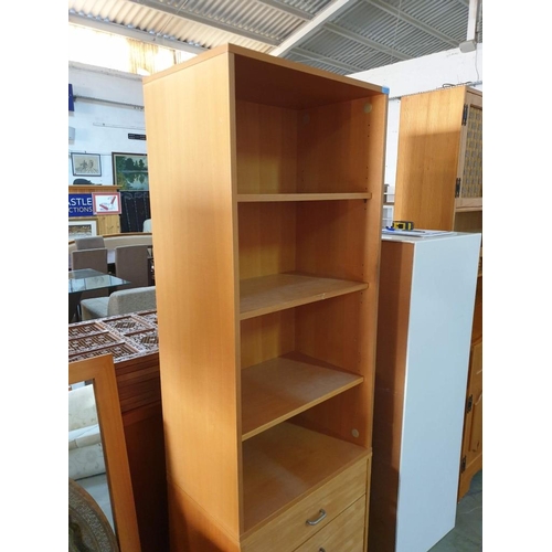 328 - Light Wood Colour Bookcase Over 4 - Drawers (60cm x 38cm x 180cm)