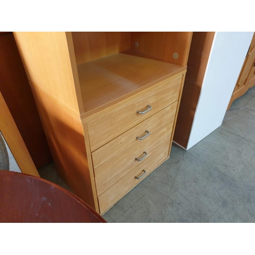 328 - Light Wood Colour Bookcase Over 4 - Drawers (60cm x 38cm x 180cm)