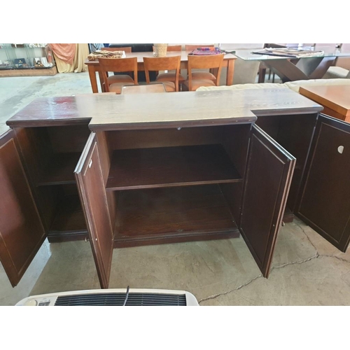 333 - Dark Wood Sideboard with 4 x Cane Effect Doors (160cm x 53cm x 80cm)