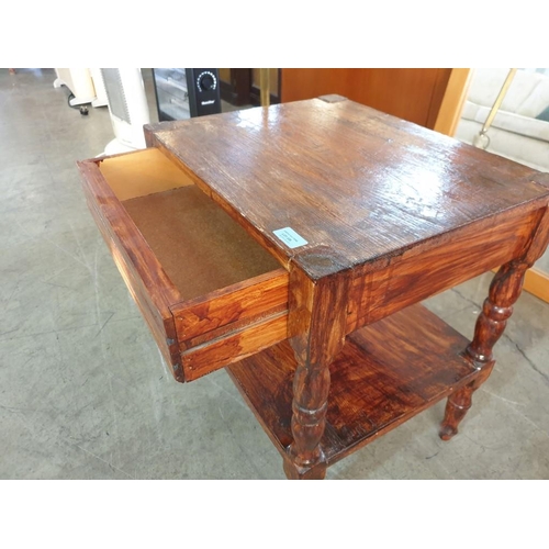 335 - Vintage Wooden Side Table with Drawer and Lower Shelf (50cm x 40cm x 56cm)