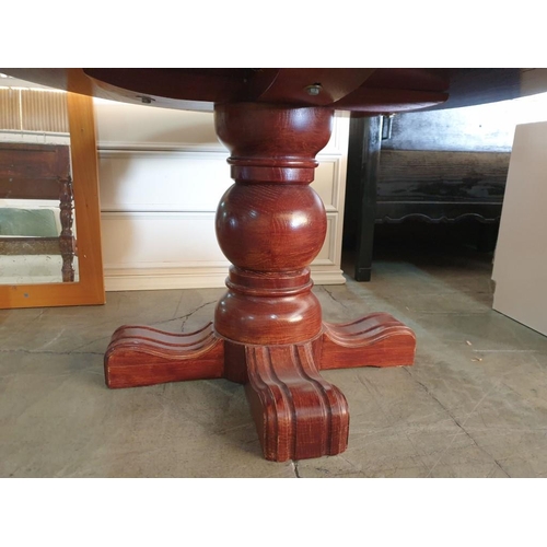 336 - Solid Wood Round Coffee Table with Chunky Turned Pedestal Leg (Ø98cm x H:56cm)