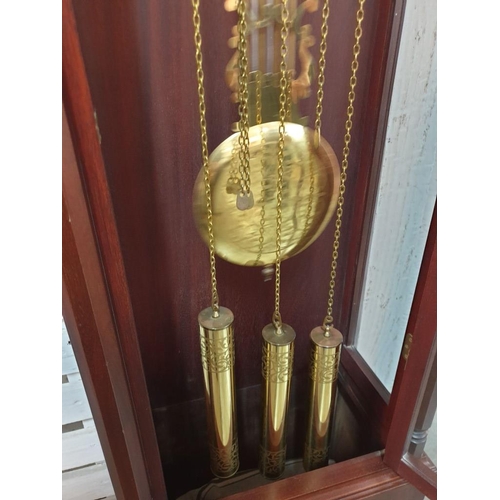 342 - Tempus Fugit Long Case / Grandfather Clock, Dark with Case with 3 - Weight & Pendulum Driven Movemen... 