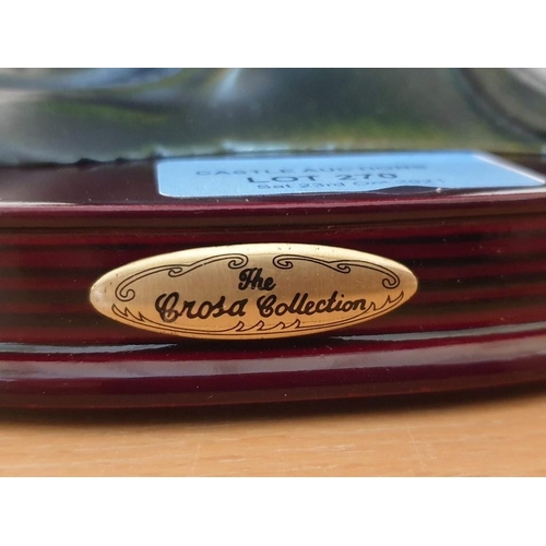 270 - Decorative Bronze Effect Statue of Goddess on Waves (Resin?) on Wood Base Titles 