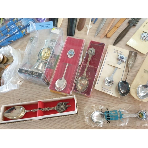 272 - Collection of Pens, Stationary, souvenir, Spoons, Letter Openers etc