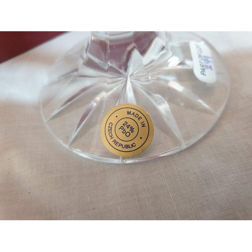 299 - Czech Lead Crystal Candlestick with Decorative Silver Colour Coller (H:22cm) Together with Boxed Pai... 