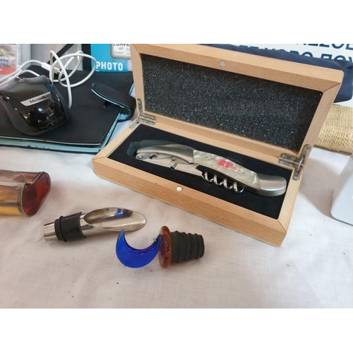301 - Collection of Assorted Items; Case Bottle Opener, Umbrella, Glasses, PC Mouse, Arabic Travel CD, Sig... 