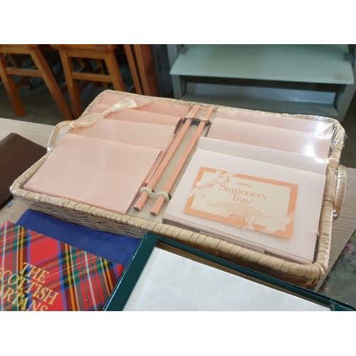 305 - Collection of Items; M&S Stationery Tray, Irish Cotton Linen, Leather Writing Case, Various of Walle... 