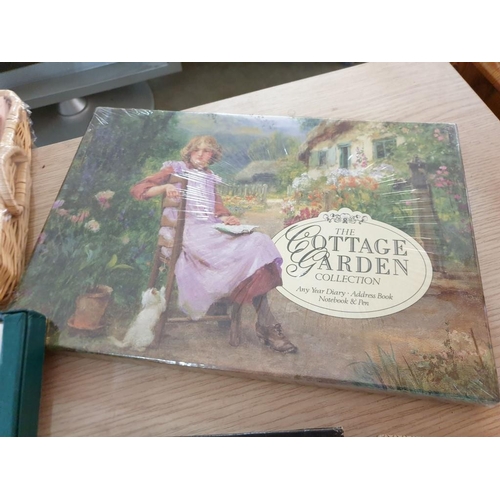 305 - Collection of Items; M&S Stationery Tray, Irish Cotton Linen, Leather Writing Case, Various of Walle... 