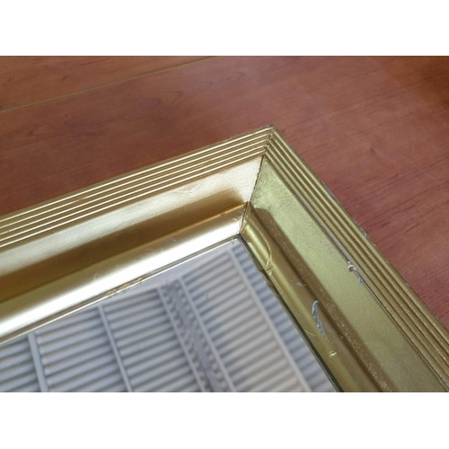 285 - Rectangular Wall Mirror with Gold Colour Wood Frame (69cm x 48cm)