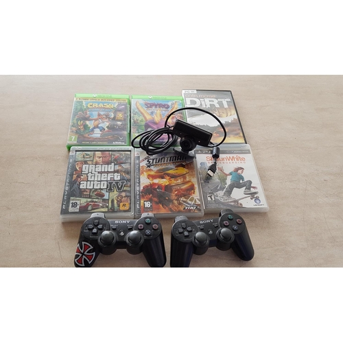 224 - 3 x PS3 Games, 2 x XBox1 Games, PC Game, 2 x Joysticks and Playstation Eye