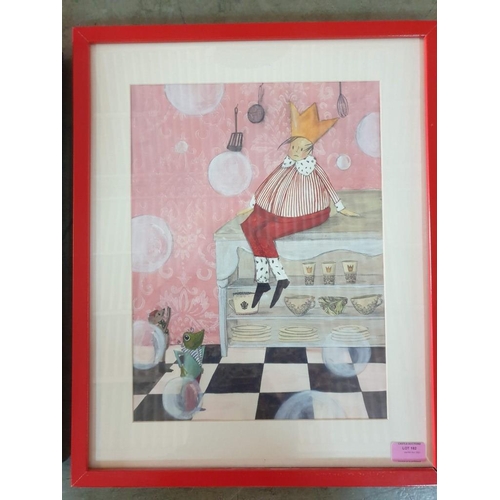 182 - Oil on Canvas of Own, Together with Abstract Print in Red Frame (Approx. 42cm x 52cm) (2)