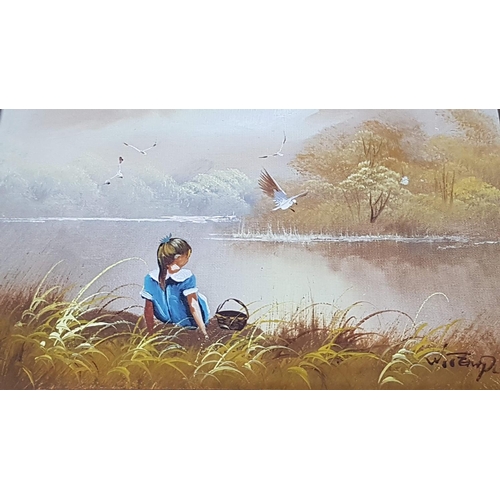 164 - Vacation by the Lake Oil on Board Signed by Artist in Wooden Frame (29cm x 24cm)