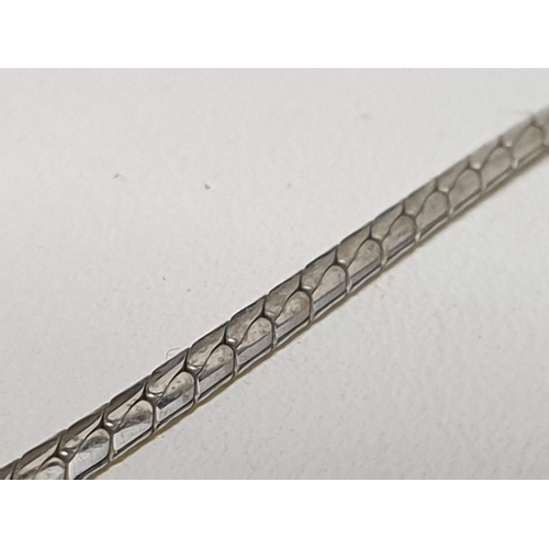 105 - 9ct White Gold and Diamond Necklace, Flat Chain with Line of Round Cut Diamonds Lenght:42cm Total We... 