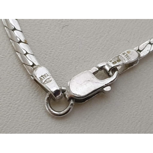 105 - 9ct White Gold and Diamond Necklace, Flat Chain with Line of Round Cut Diamonds Lenght:42cm Total We... 