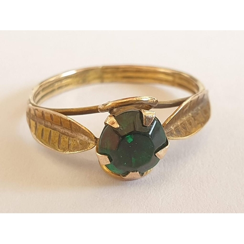 107 - Gold Ring with Green Stone (No Stamp but Tests as 9ct) Size Q, Total Weight Approx 1.9gr