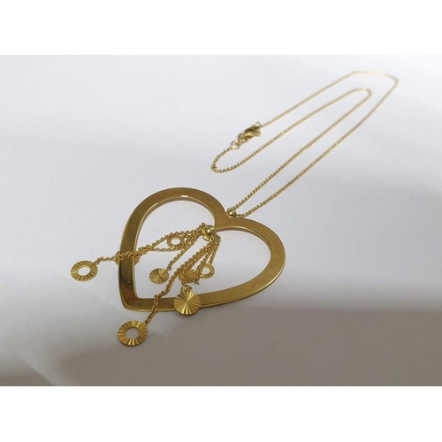 108 - 14ct Gold Heart Shaped Pendant on Chain / Necklace (Total Weight 6.3gr)