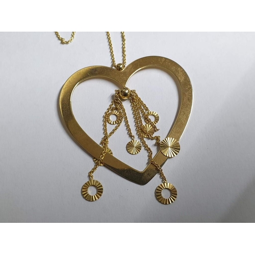 108 - 14ct Gold Heart Shaped Pendant on Chain / Necklace (Total Weight 6.3gr)