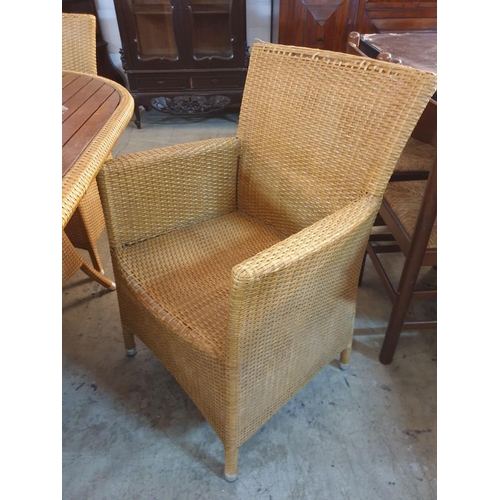 66 - Wood and Rattan Garden / Patio Table & Chairs; Oval Shape Dinning Table (160 x 100cm) with Set of 4 ... 