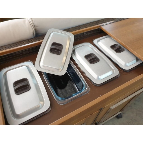 71 - Phillips Hostess Trolley with 4 x Lidded Glass Containers under Sliding Top (73 x 37 x 70cm)