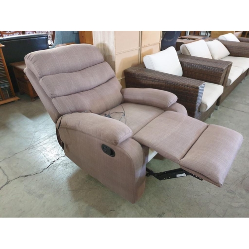 74 - Brown Fabric Reclining Armchair with Massage Feature *Working when Lotted*