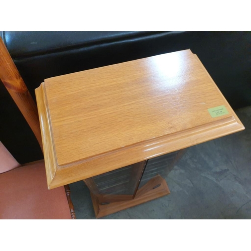 78 - Pine Colour CD Cabinet with Glass Doors and Collection of Assorted CD's (39 x 22 x 78cm)