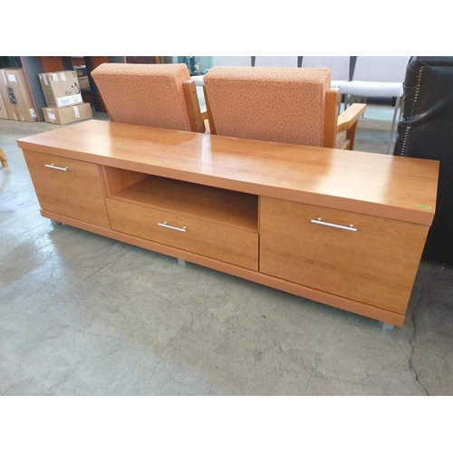 80 - Cherry Wood TV Unit with 2 - Cupboards and Drawer (175 x 46 x 46cm)
