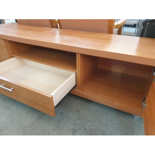 80 - Cherry Wood TV Unit with 2 - Cupboards and Drawer (175 x 46 x 46cm)