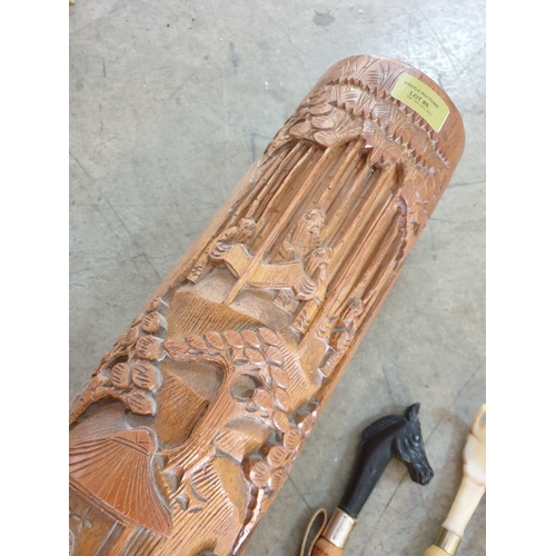 85 - Corner Bamboo Umbrella Stand (52cm x Ø43cm) with Parasole Walking Sticks etc