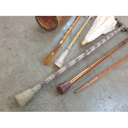 85 - Corner Bamboo Umbrella Stand (52cm x Ø43cm) with Parasole Walking Sticks etc