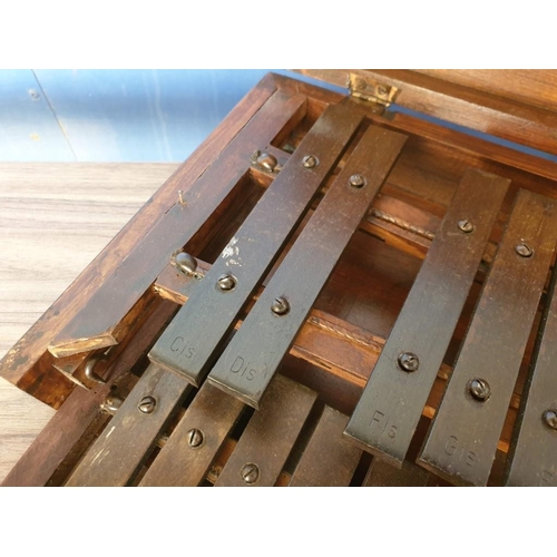 92 - Antique Xylophone in Wooden Case with Slide Out Lower Set (Approx 54 x 26 x 8cm)