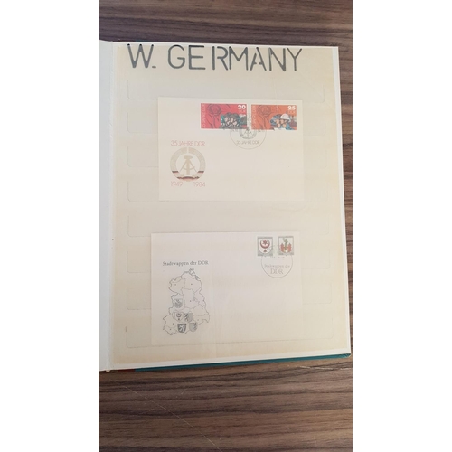 117 - Collection of Vintage Stamps in Vintage Album (Cyprus, E. Germany, Greece, W. Germany, Ussr)