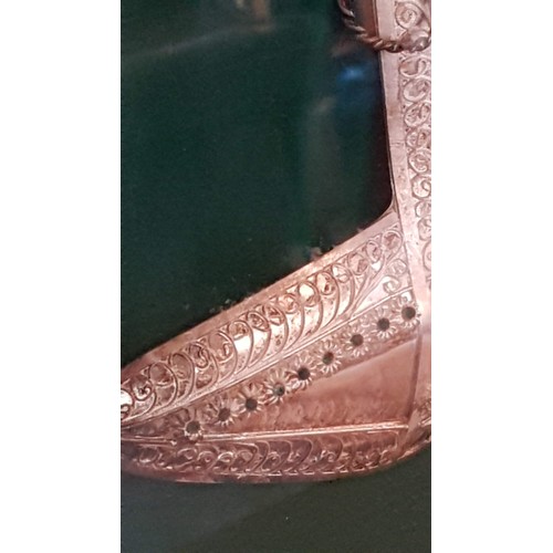 102 - Decorative White Metal Ornament with Green Stones in Shape of Jambiya Dagger Set in Attractive Box F... 