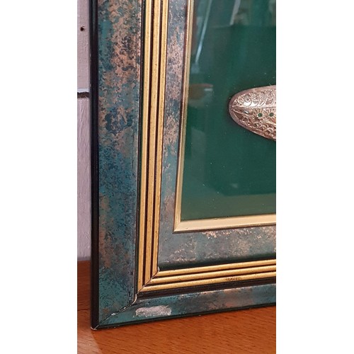 102 - Decorative White Metal Ornament with Green Stones in Shape of Jambiya Dagger Set in Attractive Box F... 