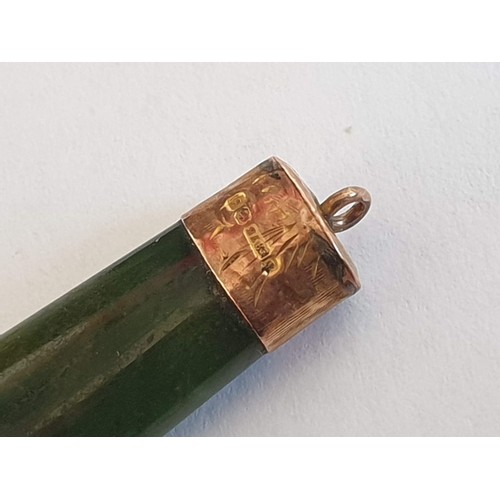 100 - 9ct Gold and Green Jade (?) Set of Jewellery inc; Ring with Oval Stones, Size K/L Weight 5.2gr, Drop... 