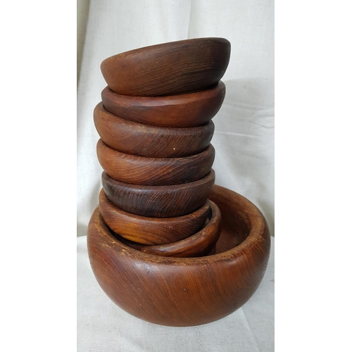 118 - Solid Wood Salad Bowl and 8 x Matching Small Bowls