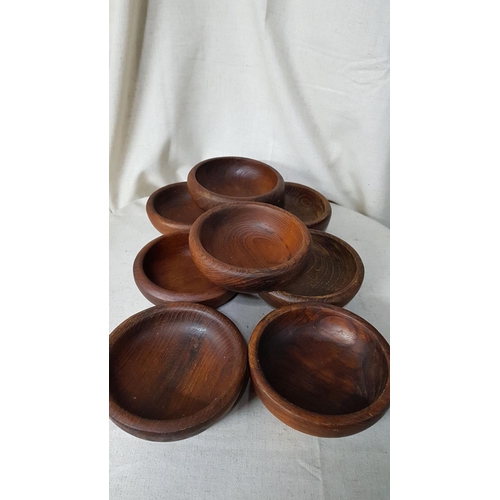 118 - Solid Wood Salad Bowl and 8 x Matching Small Bowls
