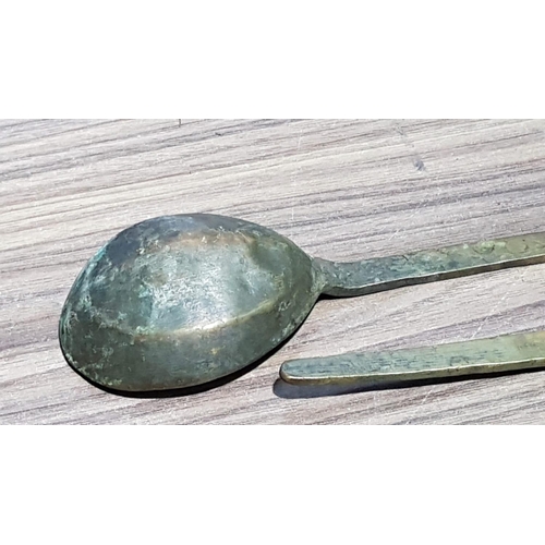 526 - Pair of Brass Spoons with Long Handle