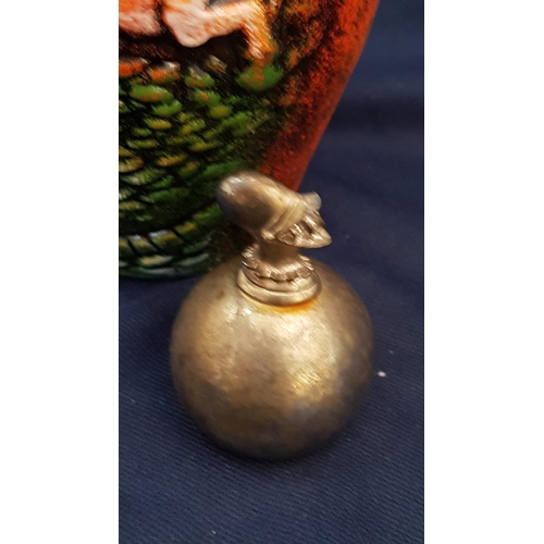 529 - Antique Style Terracotta Decanter for Mold Wine etc with Metal Decorative Stopper