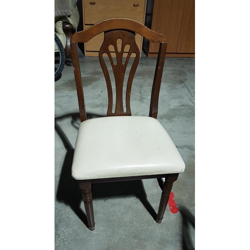 533 - Assorted Vintage and Modern Wood with Beige Fabric Chairs (A/F)